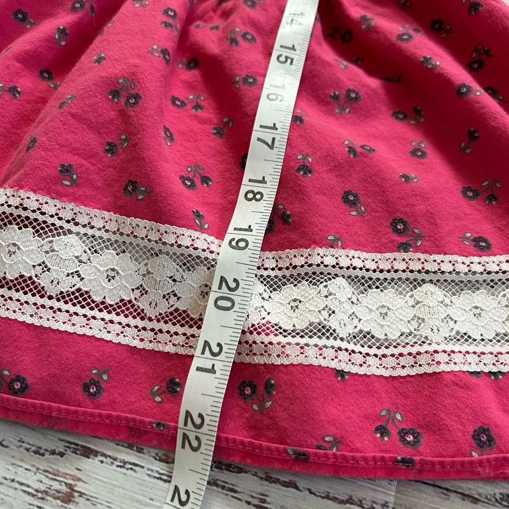 Vintage Pink Cottagecore Floral Cotton Kids Dress‎ 4-5y with lace